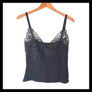 Elie Saab Black Silk Blend Lace Camisole Top Elegant Evening Wear Size 38 S Us 2